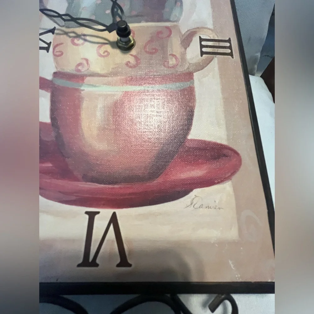 Stacked Teacups Wall Clock - Red and Cream Home Wall Decor